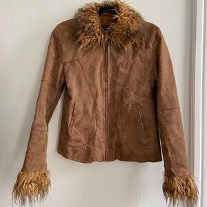 Gyaru Me Jane y2k suede penny lane fur trim jacket